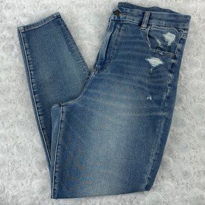 American Eagle Distressed Curvy Super Hi-Rise Jeggings Sz 16